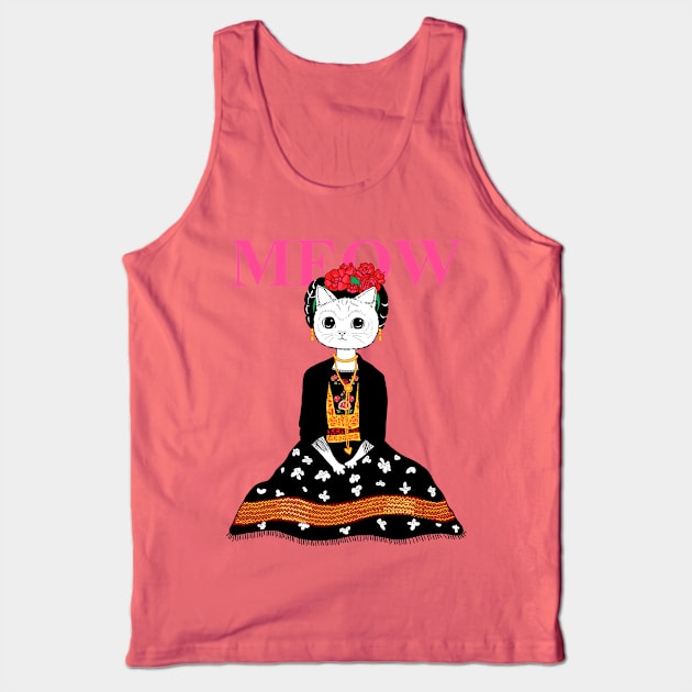 Funny Frida Cat Tank Top by SuperrSunday